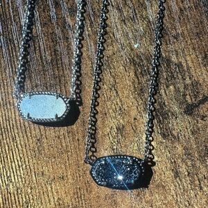 Kendra Scott Silver/White and Black Oval Pendant Necklaces